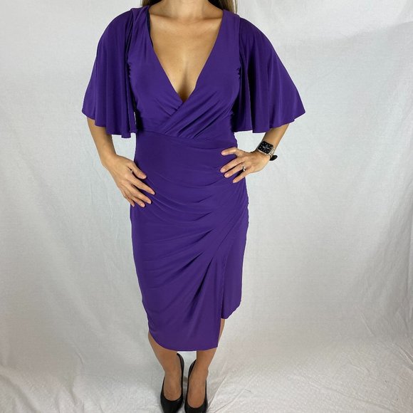 ABS Allen Schwartz Dresses & Skirts - ABS Purple V-Neck Stretchy Dress NWT